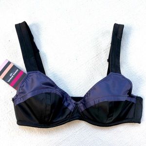 Vintage H&M collab Sonia Rykiel satin navy bra